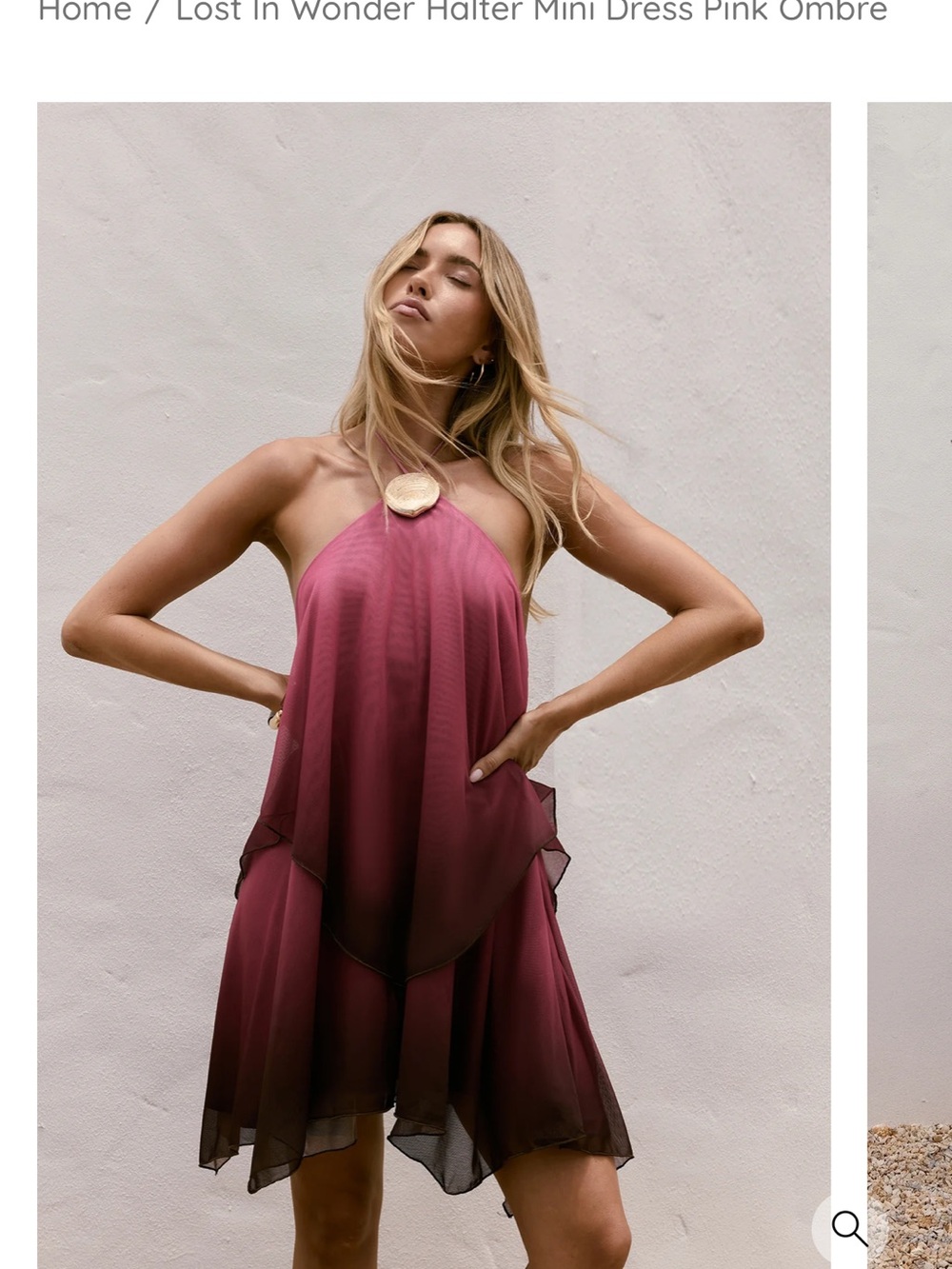 Lost In Wonder Backless Halter Mini Dress in Pink Ombre